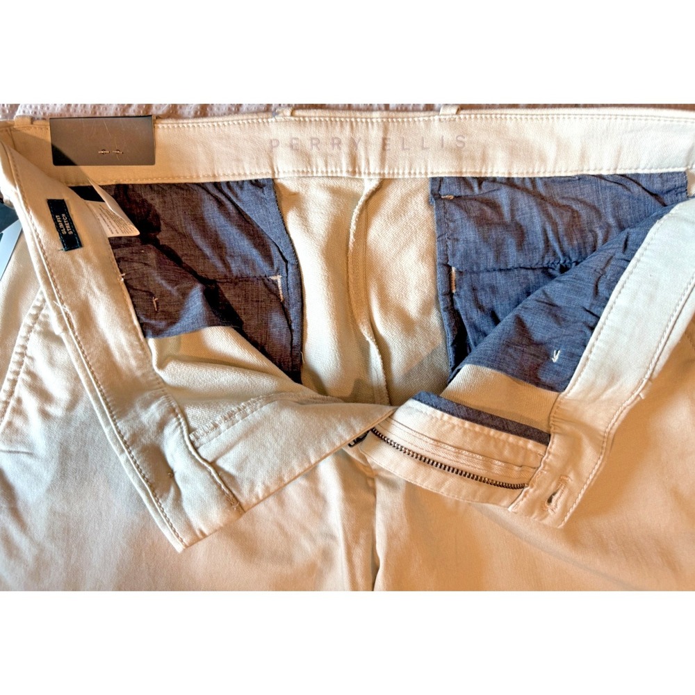 NEW Perry Ellis Anywhere Pants Men's 40x30 Stretch Slim Fit Stone MSRP $89.50 - Picture 7 of 11